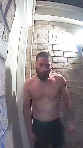 Crazy Shirtless Man Banging on Stranger’s Door at Night 😳🚪