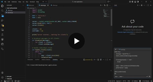 #python #miniproject #learningbydoing #studentdeveloper #programming #chatapplication #networking #oasis #oasisinternship | Lohitha Sree
