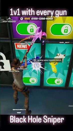 1v1 with every gun how to unlock black hole sniper #fortnite #1v1 #secret
