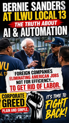 Senator Bernie Sanders met with ILWU Local 13 as dockworkers sounded the alarm: AI and automation shouldn’t be used to destroy American jobs for corporate profit. Technology should strengthen workers and communities—not replace them. It’s time to fight back. #ILWU #Automation #AI #UnionStrong #WorkersRights