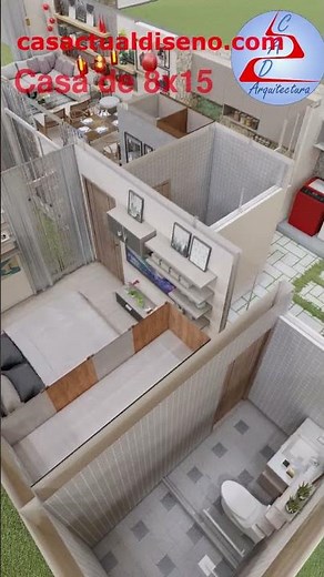 Casa de 8x15 UNA Planta con 2 RECAMARAS #arquitectura #casapropia #casa