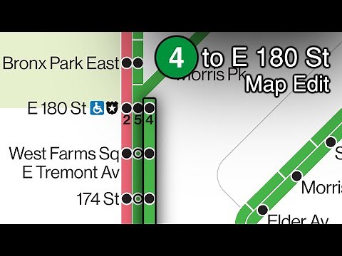 NYC Subway Map Edits: 4 train to E 180 St [Timelapse] - Experimental Map