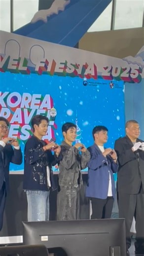 Kim MyungSoo, cast members of "Dream High: The Musical," Se7en, and Kim Dong-jun, along with officials from the Korea Tourism Organization, lead the opening ceremony of the Korea Travel Fiesta 2025 at the SM Mall of Asia Music Hall on Saturday. | via Charmie Joy Pagulong | Philippine Star