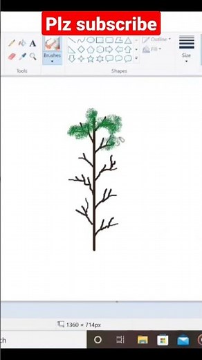 Tree Drawing in ms paint | How to draw in computer | #shorts #mspaintdrawing #mspaint