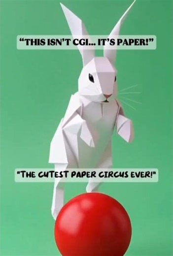 🐰Origami Rabbit Circus Tricks on a Color-Changing Ball 🎪🐰#Origami #Rabbit #Circus #PaperArt #Shorts