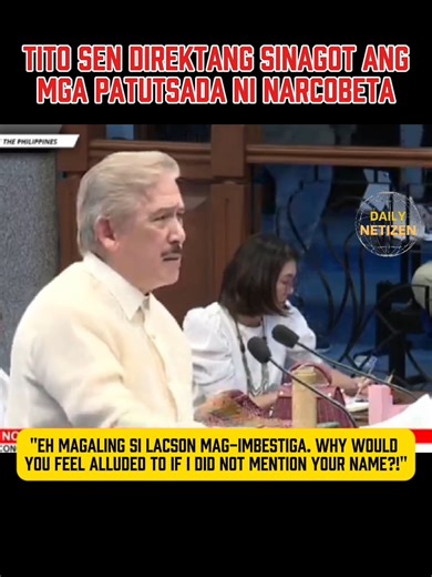 512K views · 10K reactions | TITO SEN vs. MARCOLETA! Diretsahang sinagot ni Senate President Tito Sotto ang patutsada ni Rep. Rodante Marcoleta sa kanyang presscon:  “Eh magaling si Lacson mag-imbestiga. Talo pa niya ang abogado. Why would you feel alluded to if I did not mention your name?!” Supalpal much?  | The Daily Netizen | Facebook