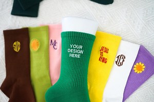 Custom Text Logo Socks, Cotton Embroidery Socks for Women and Man, Party Favors Gift, Gift for Guest - Etsy Canada