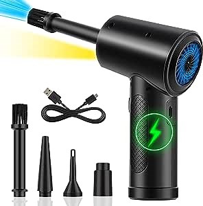 Compressed Air Duster [New Upgraded] Canned Air Electric Cordless Air Duster Computer Keyboard Cleaner,Powerful 51000RPM/60W Fast Charging Air Blower Dust Off