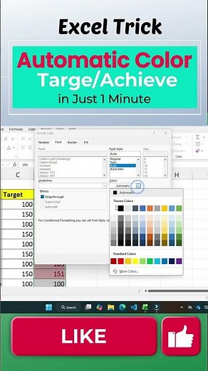 Excel Conditional Formatting Tutorial | Target vs Actual Automatic Color Coding