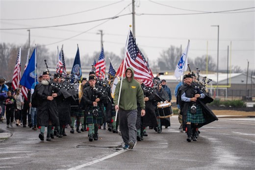 Shelby Co. Sheriff’s Office Pipes & Drums Band perform at Liberty Bowl