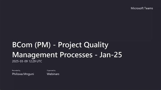 BCom (PM) - Project Quality Management Processes - Jan-25-20250309