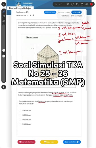 Soal No 25 - 26 Simulasi TKA SMP Mapel Matematika #fypsmp9 #tkasmp2026 #tkamtk #fypsmp #matematikasmp9