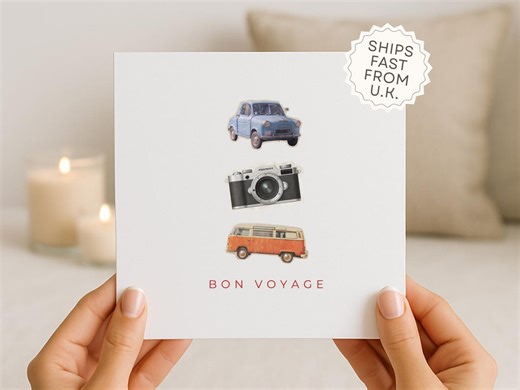 Bon Voyage Greeting Card With Retro Travel Images, Have A Safe Trip Journey Greeting - Etsy