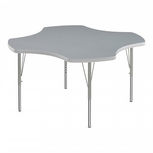 Correll 48" Clover Gray Granite 19"-29" Adjustable Height Thermal-Fused Laminate Top Activity Table with Silver Legs and Gray T-Mold