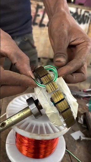 Hand Winding Copper Coil on Motor Stator – Precision Craftsmanship in Action #ytshorts #electrical