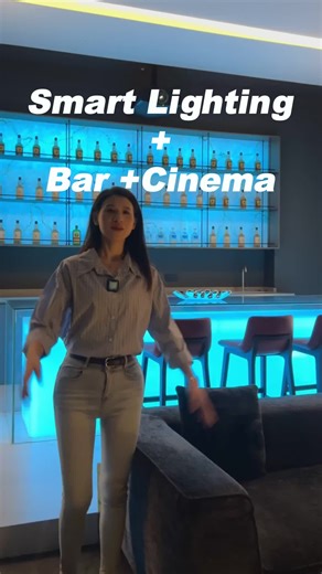 Bar Cinema Smart Lighting!Transforming a villa basement into an entertainment zone.#lightingdesign #smarthome #villarenovation #hometheater#homecinema