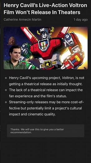 Update on the live action Voltron movie ￼