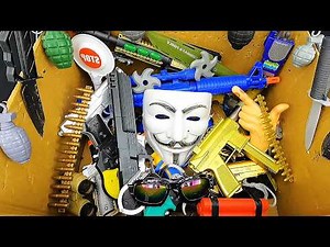 Hacker Mask Weapon Box! Gold Guns, Toy Grenades & Sniper Rifle
