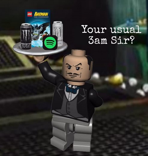 Not Bruce Wayne on Instagram: "Thank you Alfred #legobatman #legobatman2006 #batman #legomeme #3am #monsterenergy #whitemonster #legobatmanthevideogame"