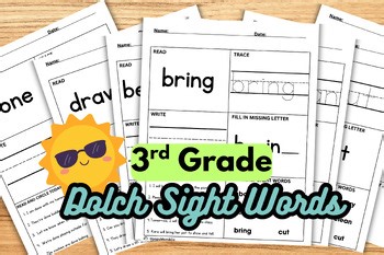 3rd Grade Dolch Sight Words Practice Pages | Reading Fluency Worksheets | Printa