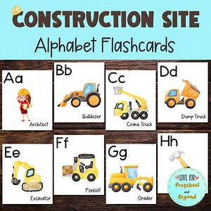 Construction Site Alphabet Flashcards