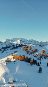 SNOW UPDATE from Alta Badia ❄️: the mountains just switched to winter mode! The moment you hear the first snow cannons… you know winter is coming back for real ⛷️Alta Badia is slowly turning white, and yep, we’re shaping the slopes for you 💛 | Moviment Alta Badia