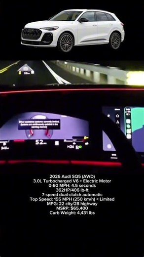 2026 Audi SQ5 0-60 Mph Acceleration #shorts #audi #v6 #0to100