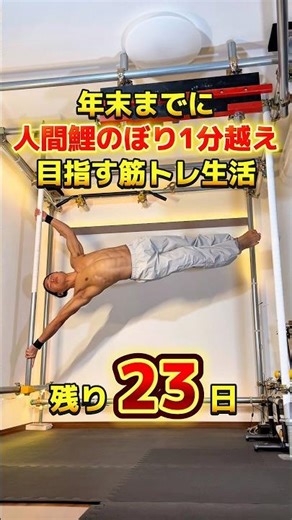 12/9【残り23日】今年中に人間鯉のぼり1分越えを目指すVLOG#グルテンフリー #人間鯉のぼり #humanflag #hiit #プランシェ #自重トレーニング #アンチエイジング#減量