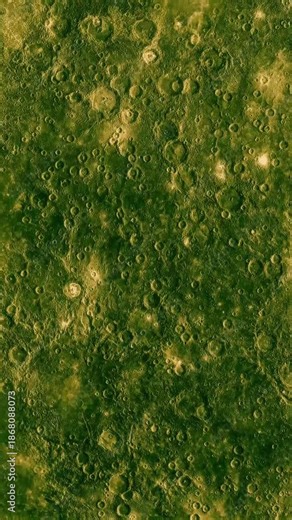 Alien planet surface seamless loop epic sci-fi fantasy otherworldly 4k ultra hd vertical video. Green crater alien planet surface animation seamless loop 4k ultra hd vertical video..