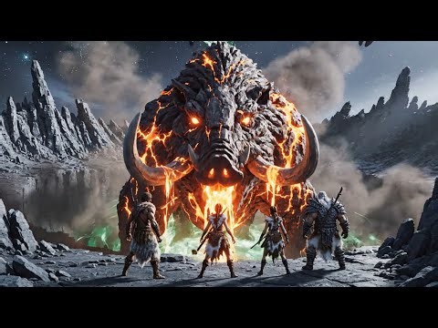 Primitive Humans 4.7 Million Years Ago vs Magma Gorilla at Cave Entrance