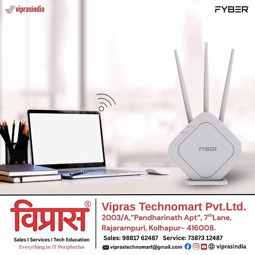 Router Wi-Fi 4G Fyber FY4G03AN https://www.viprasindia.com/products/view/Router-Wi-Fi-4G-Fyber-FY4G03AN- Features and Usage 1)Plug and Play: The primary feature is its ease of use; you just insert a compatible 4G Nano SIM card to create a Wi-Fi hotspot without complex configurations. 2)Wide Coverage: The three external 5 dBi antennas are designed to provide wide Wi-Fi coverage for homes and offices. 3)Versatile Connectivity: In addition to wireless connectivity, it includes a LAN port (RJ45) for