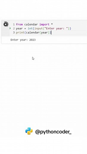 Print calendar using Python 😎 #programming #code #pythoncode #python #coder #fyp