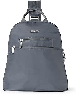 Baggallini Essential Mini Backpack Purse for Women - Built-in RFID Card Holder - Convertible Sling Bag with Adjustable Shoulder Strap, Charcoal Gray