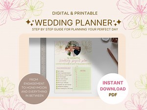 Digital Wedding Planner, Wedding Project Plan, Wedding Schedule, Wedding Timeline, Wedding Checklist, Wedding Template, Instant Download PDF - Etsy