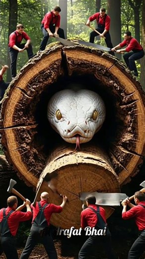 Giant Python Found Inside Huge Log! #python #animals #funny #shorts