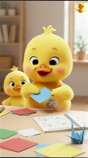 Cute Duck Learns Origami 🐤🦢 #cute #funny#duck