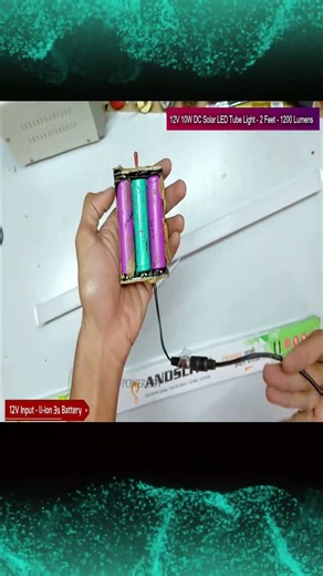 12V 10W DC Solar LED Tube Light -2 Feet- 1200 Lumens- Solar Energy #power_gen #solar #solarledlight