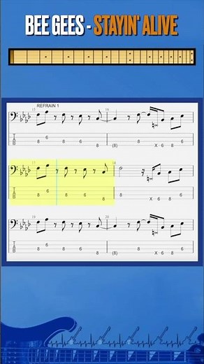 Bee Gees - Stayin' Alive (chorus) #bass #basstab #tabshorts #sheetmusic #tabs #beegees #stayinalive