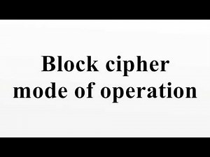 Block cipher mode of operation