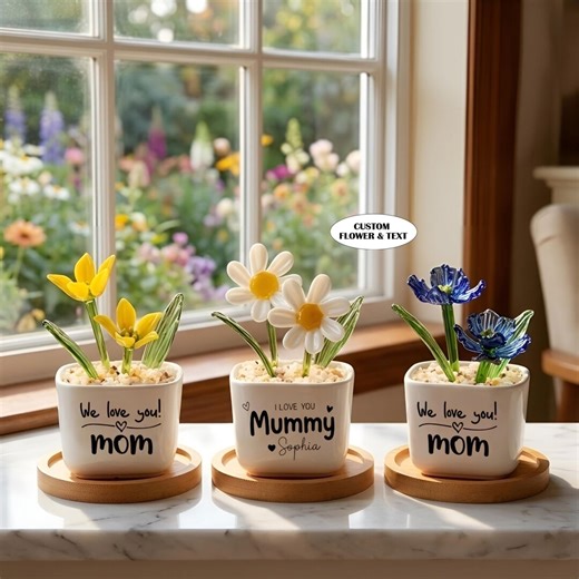 Handmade Glass Flower Pots, Mini Glass Plants, Mother's Day Gift, Housewarming Gift, Potted Plant Enthusiasts, Thank You Gift - Etsy