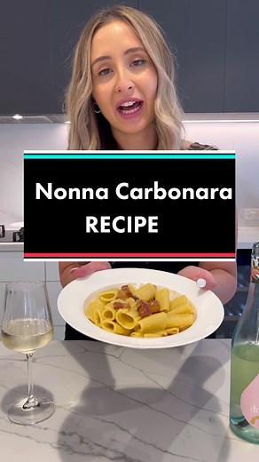NONNA’s authentic Carbonara pasta! 🧀🥓 - - 🖤INGREDIENTS 🖤 Serves *4-5* 500 grams of rigatoni pasta 500 grams of Guanciale (pancetta as substitute) 1/2 cup of Parmesan & 1/2 cup of Pecorino 3 eggs 4 egg yolks Cracked pepper 3/4 cups pasta water 🧀🥓DIRECTIONS🥓🧀 1. Add salted water to a pot & boil. 2. Cut up your Guanciale into cube like pieces. 3. Pan fry the guanciale in its own fat and set aside to cool down. 4. In a bowl add you 3 eggs, 4 egg yolks, Parmesan & pecorino cheese and hand whi