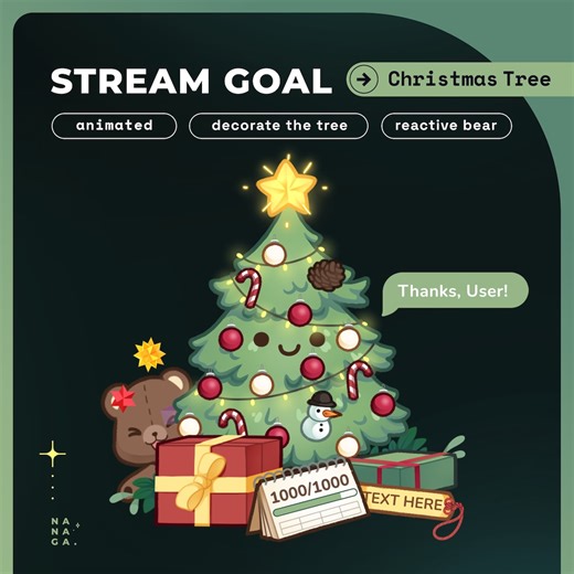 Christmas Tree Stream Goal Widget | Reactive Twitch Overlay (streamelements) - Etsy