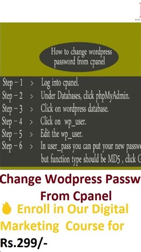 How to change wordpress password from cpanel