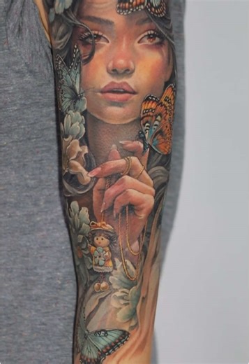 Fully Healed Color Realism Half Sleeve Tattoo