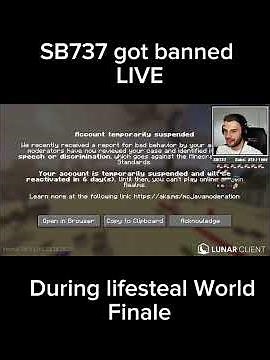 SB737 Got Banned LIVE During Lifesteal World Finale