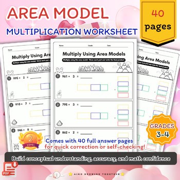 Area Model Multiplication | 3-Digit × 1-Digit (Level 2) Color-Guided Practice