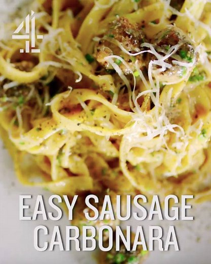 (Cheats) Carbonara...but with SAUSAGE! Is this recipe a bit of you?? 👌 jamieol.com/SausageCarbonara | Jamie Oliver
