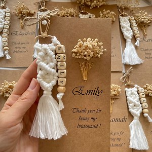 Personalized Macrame Keychain, Bridesmaid Proposal, Wedding Favor - Etsy