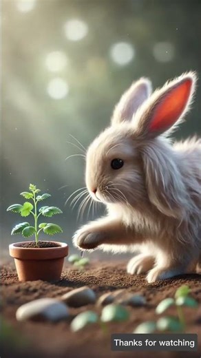 The rabbit saved the turnip plant from drying out by watering it 😭 #ai​ #tree​ #save​ #water​
