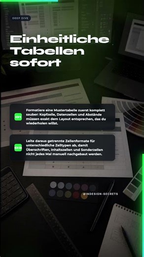 Wiederkehrende Tabellenlayouts in InDesign sauber aufbauen